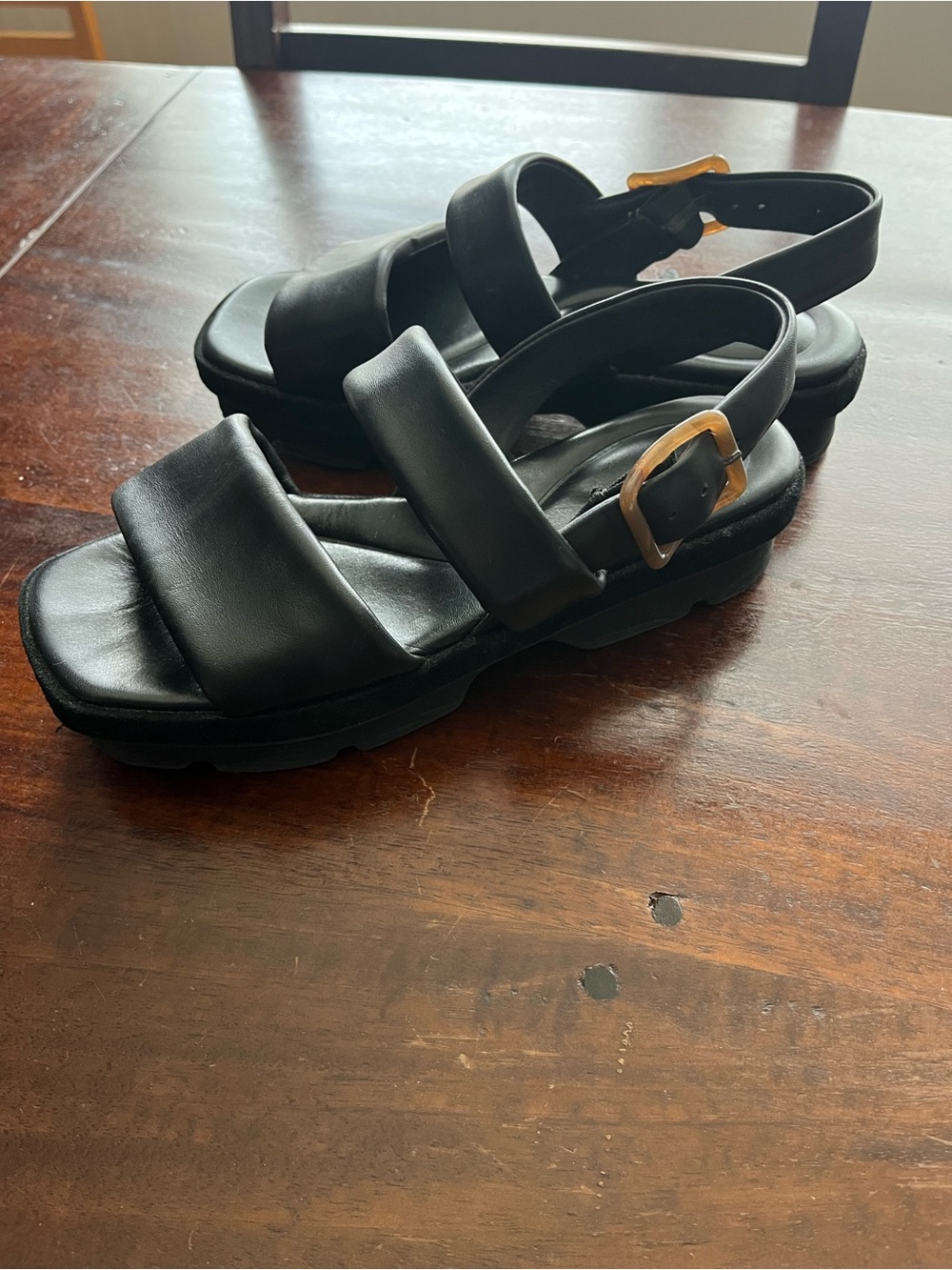 Vince Black Padded Dual-Strap Slingback Sandals - Picture 4 of 5